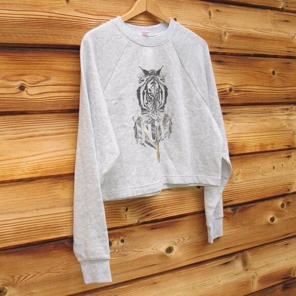 NWT Gray Cropped Sweatshirt Top - Picture 3 of 8